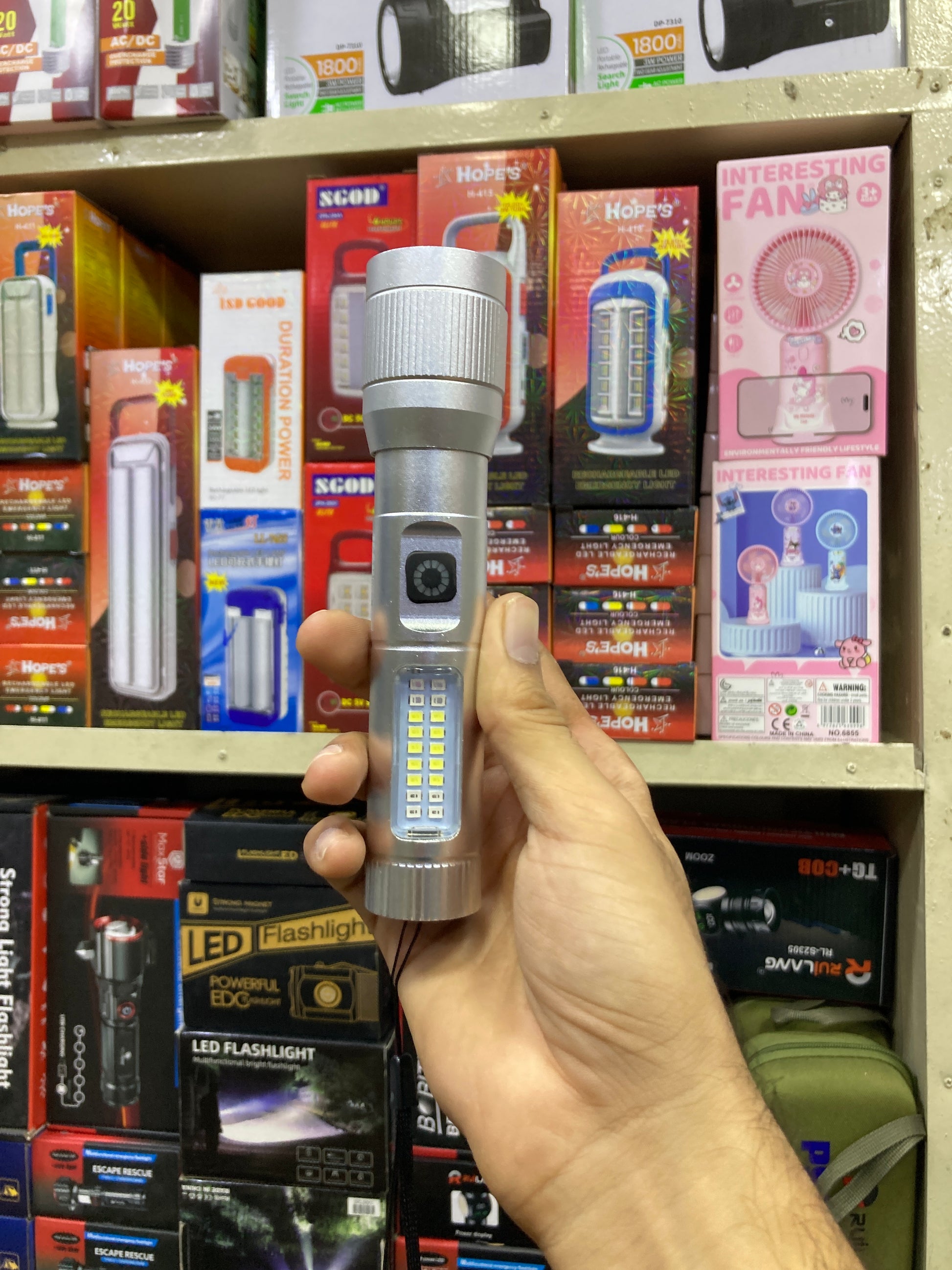Rechargeable LED Torch with Side Light – 2000mAh Battery | 1KM Range | Full Hard Metal | Type-C Charging – Torchwala