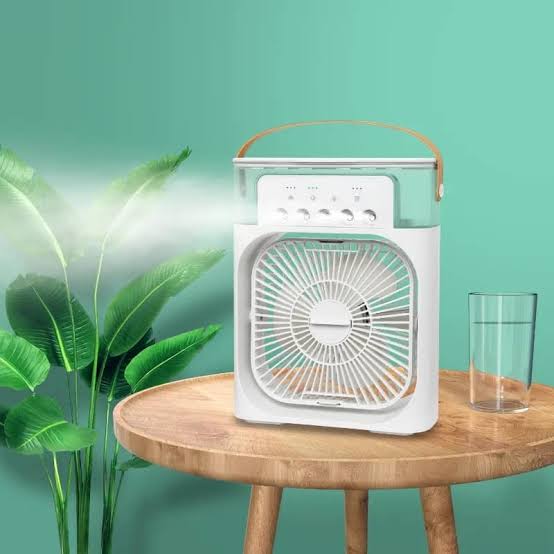 Portable Air Cooler Fan with Mist Spray – Rechargeable Mini AC Fan with Humidifier & LED Light