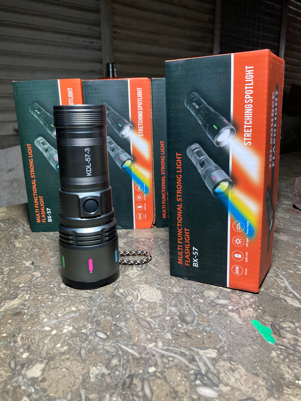 RL-57-3 Rechargeable Tactical Flashlight | 8000mAh, 15000 Lumens, 2KM Range