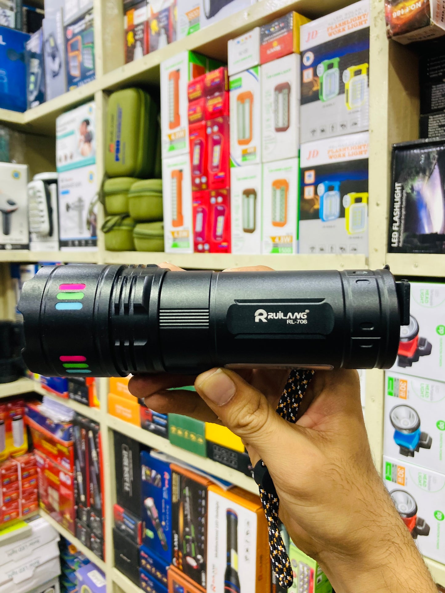 RUILANG 706 double light multifunction Type C display charging flash light