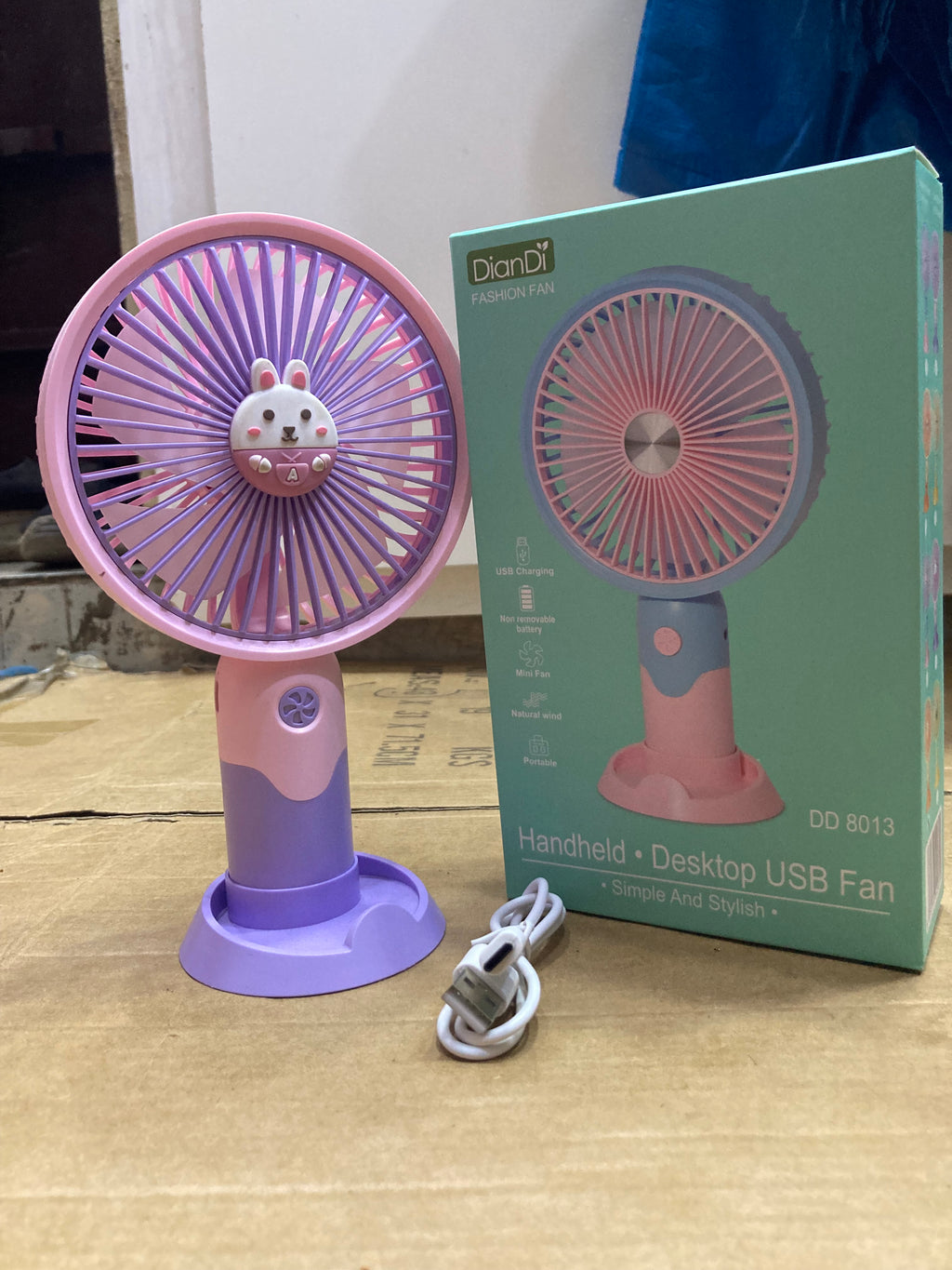 Cute Bunny Portable Fan Pakistan | Rechargeable USB Handheld Fan