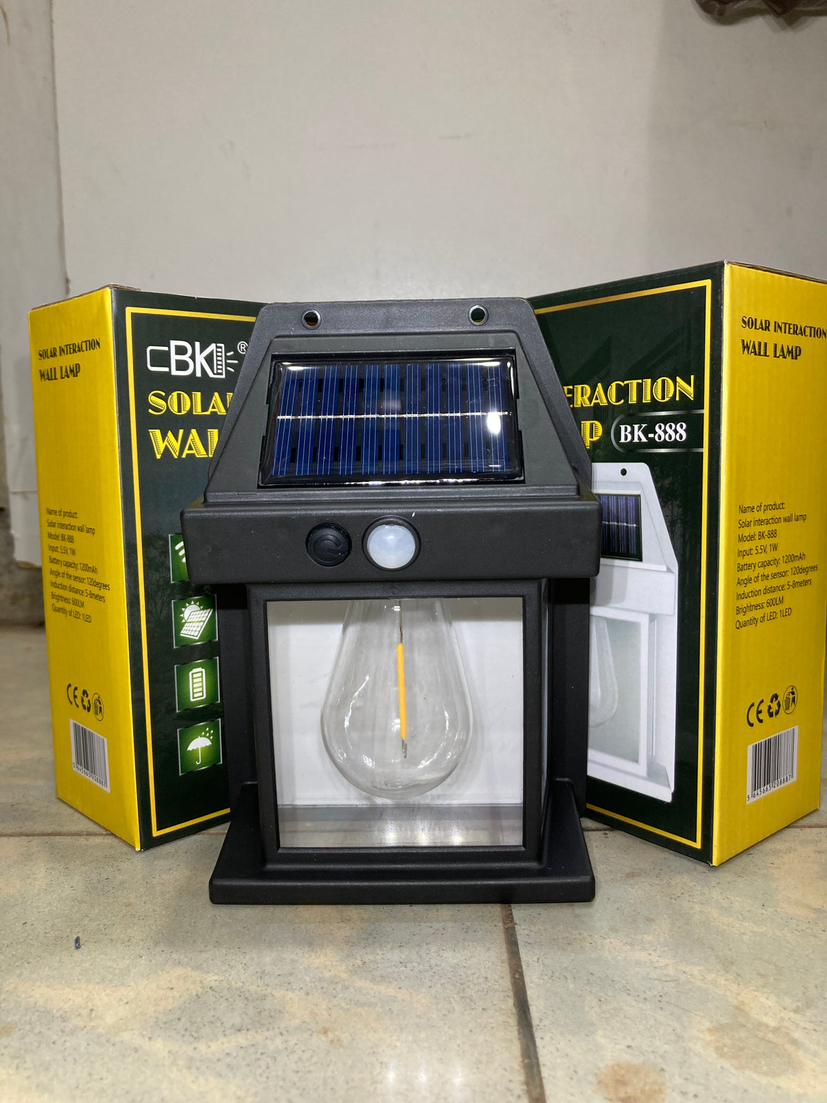 CBK Solar Motion Sensor Wall Lamp – Warm Yellow Light, Automatic Outdoor Solar Light