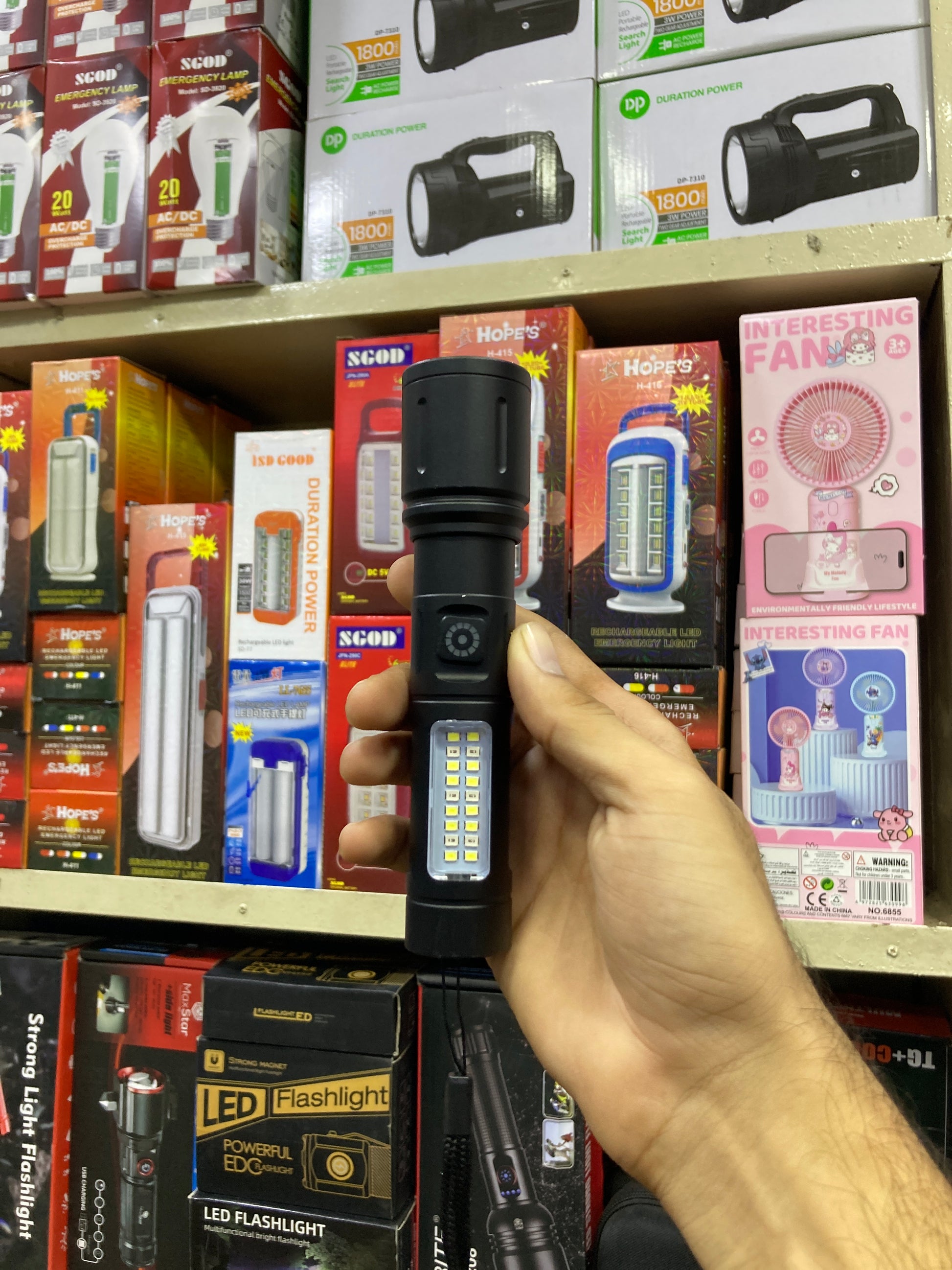 Rechargeable LED Torch with Side Light – 2000mAh Battery | 1KM Range | Full Hard Metal | Type-C Charging – Torchwala
