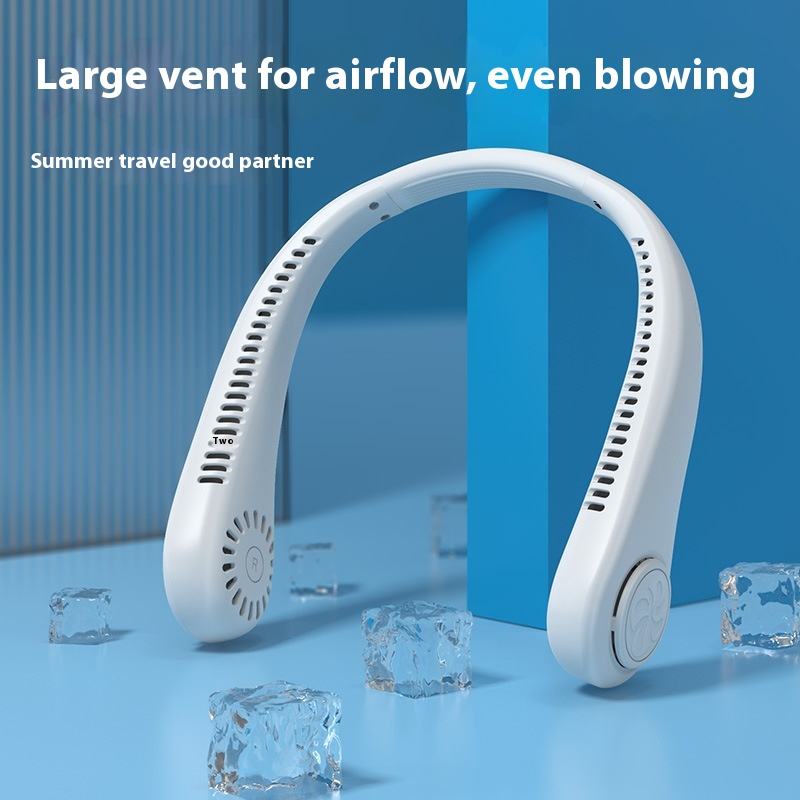 Portable Sogo wearable neck fan quiet dual turbo cooling fan for travel outdoor use