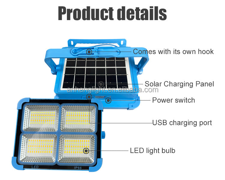 Detach solar charging flood light